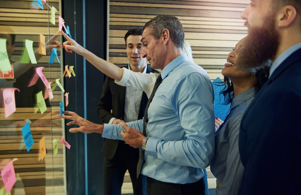 The office working team standing and planning